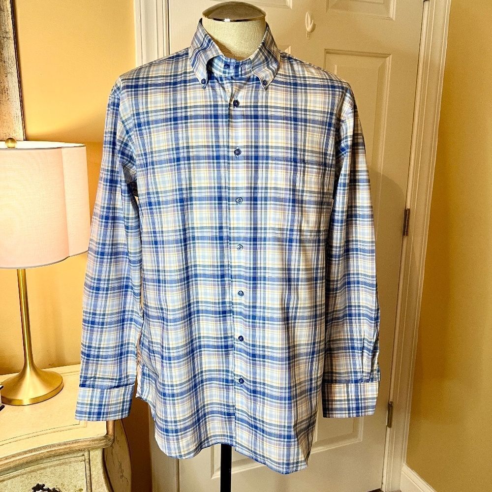 NWOT $185 Men's Hagen Carmel CA Classic Fit Plaid Button Front Shirt Size XL